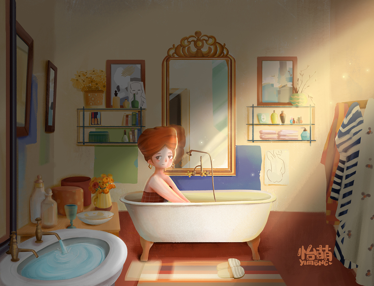 少女浴室柜二十天-图库-五毛网