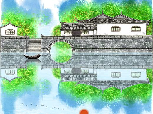 江南水乡建筑（个人主页-ZNzAxODQ2ODA=） - 商业插画 - 站酷设计师芷黛原创素材 - 站酷ZCOOL