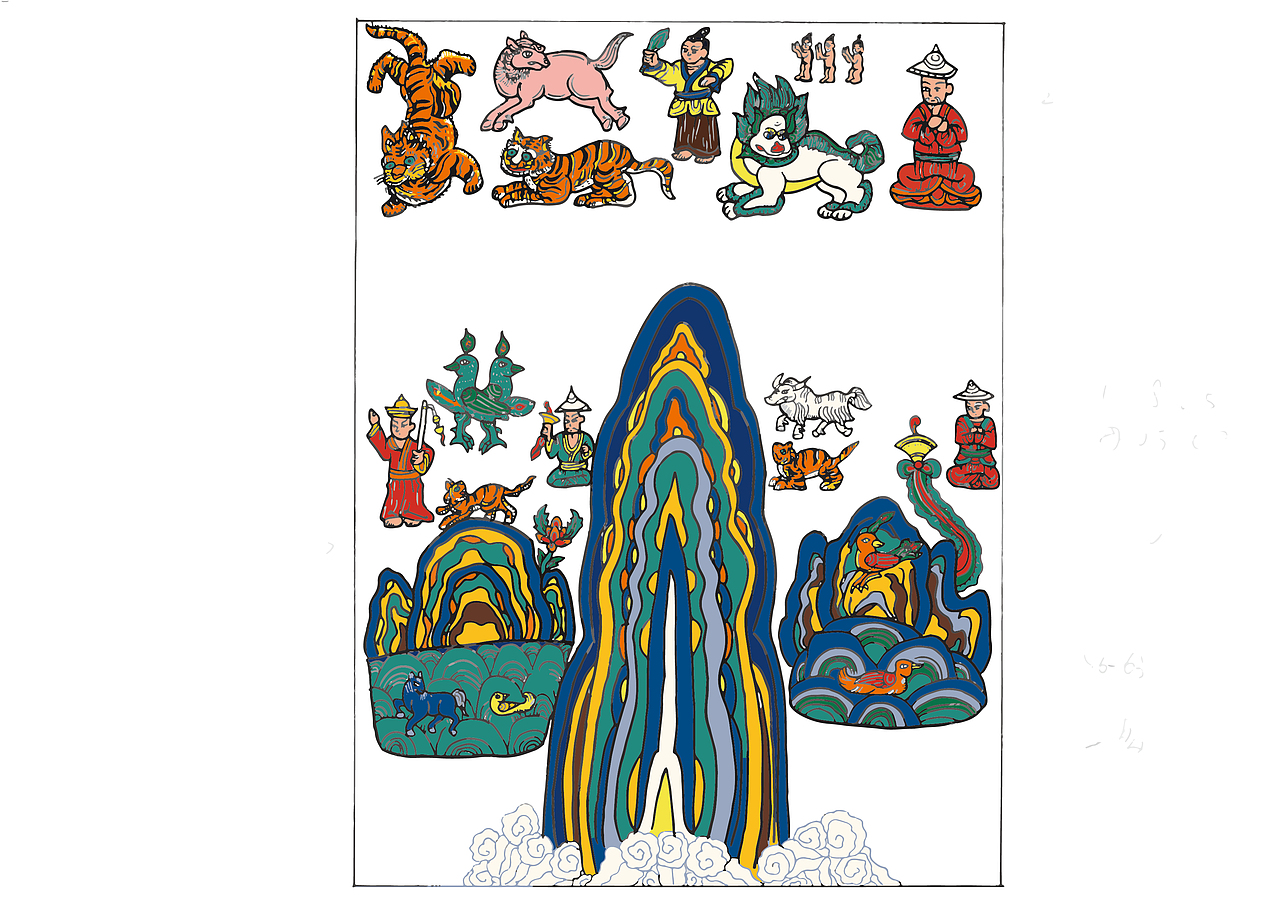 滇西北·纳西族·东巴教·神路图（图ZMjAwODU4MzMy） - 艺术插画 - 站酷设计师悟智原创素材 - 站酷ZCOOL