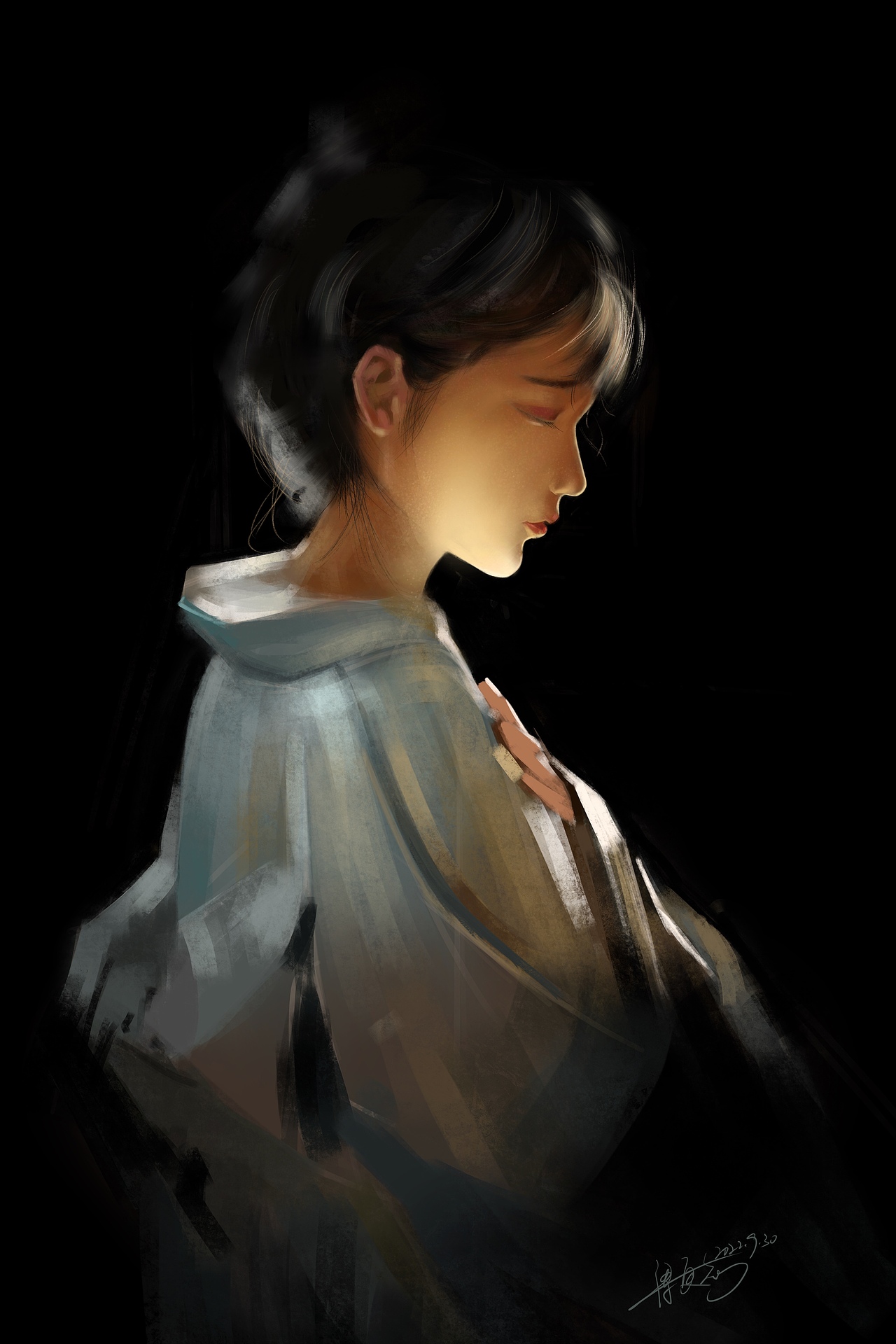 《透光下女子》