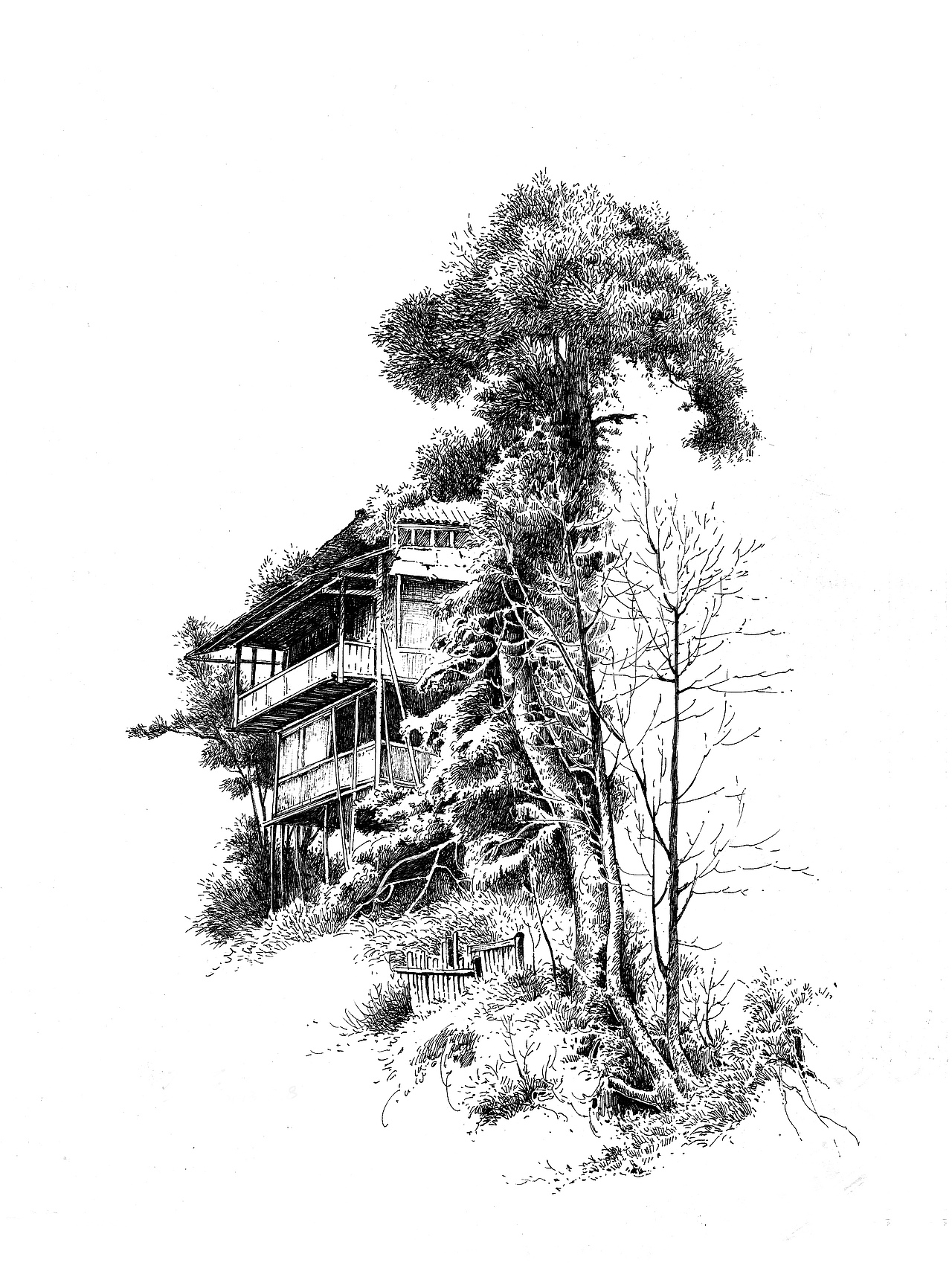 吊脚楼一张老图