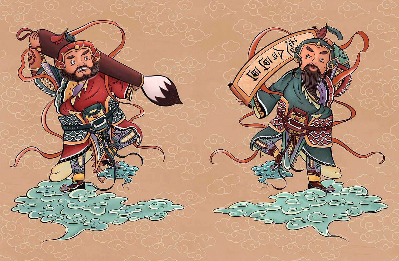 趣味国潮门神（图ZMjMyNDkzMTI0） - 创作习作 - 站酷设计师烧火原创素材 - 站酷ZCOOL