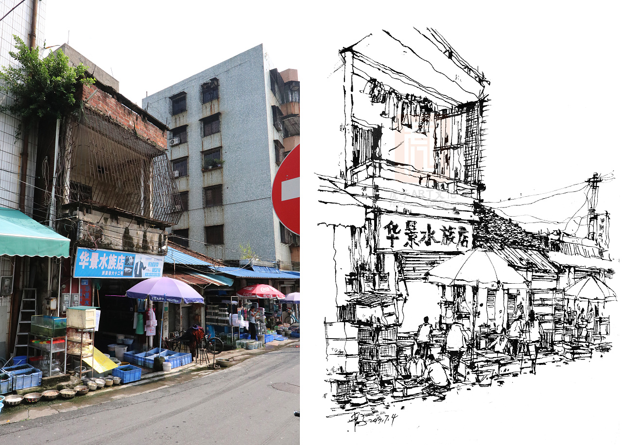 最近的钢笔速写街景作品|纯艺术|绘画|虎子陈珍 - 原创作品 - 站酷 (ZCOOL)