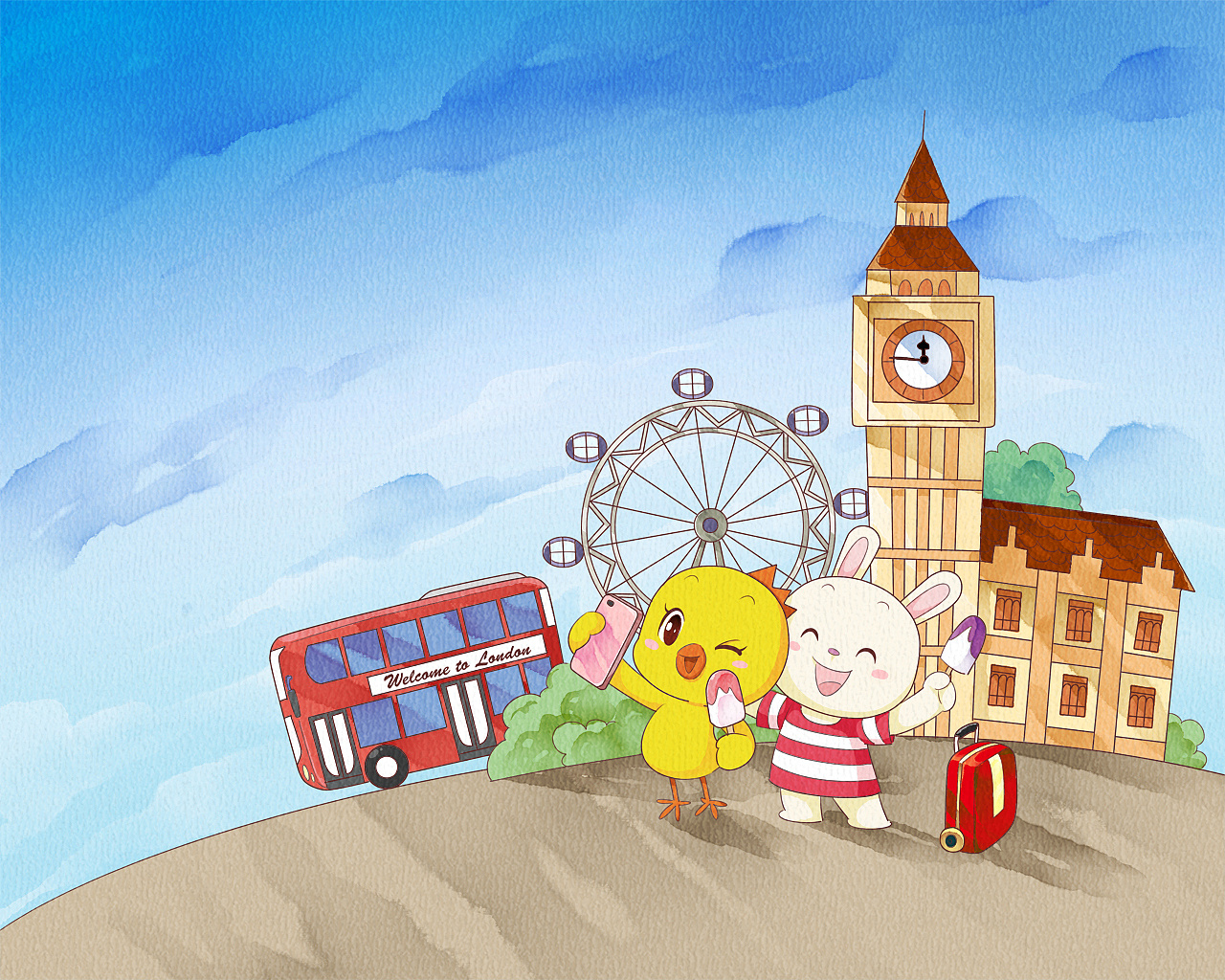 小黄鸡高登英国伦敦行壁纸(1280x1024)