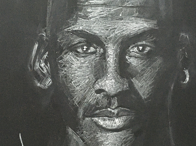 黑板粉笔画肖像