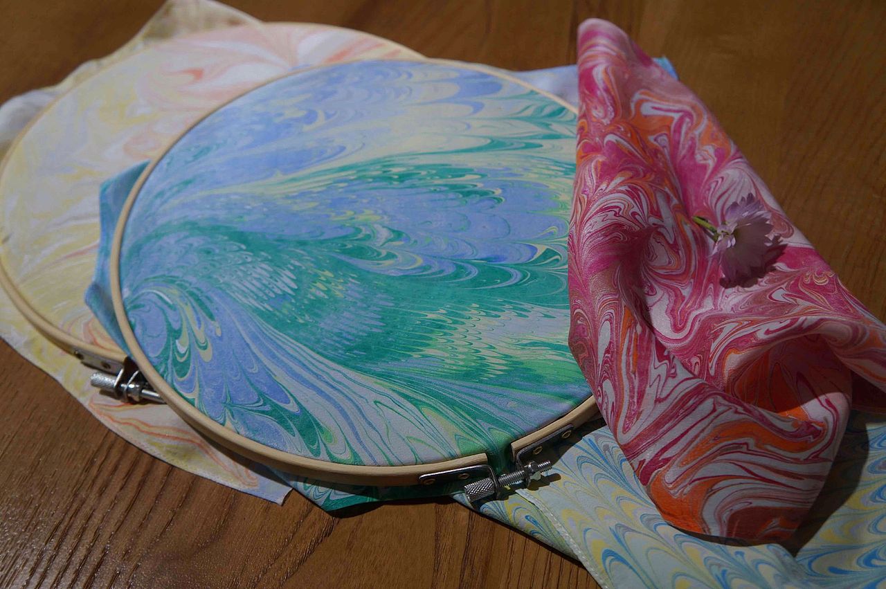 水拓丝巾|纯艺术|绘画|悦绘拾光_原创作品-站酷zcool