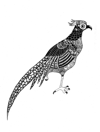 一组山海经黑白线描装饰画