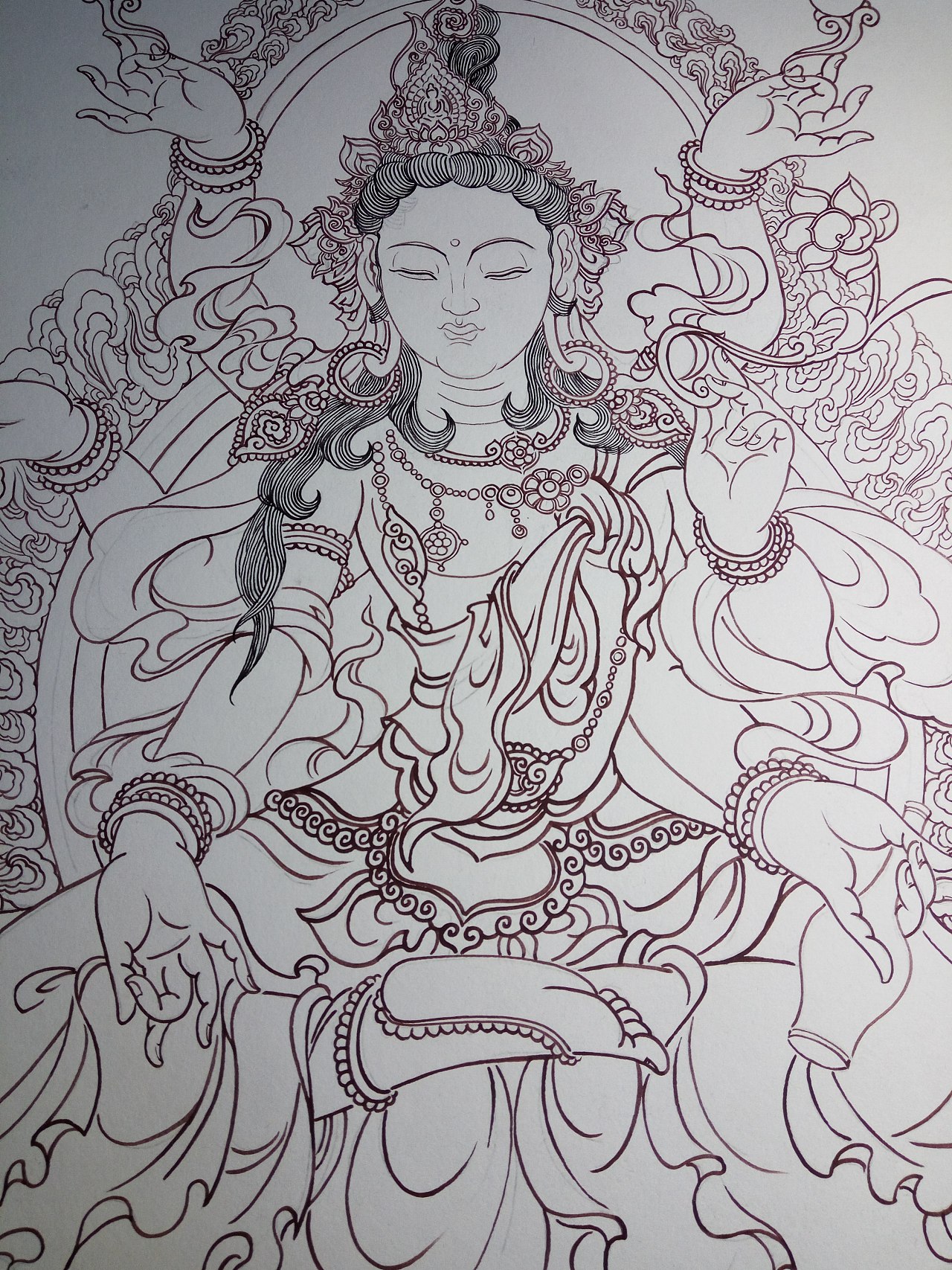 前年画的六臂观音