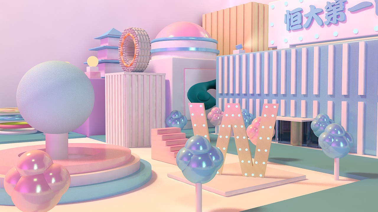 卡通建筑物场景搭建（图ZMTM2MzUwNDA0） - 场景 - 站酷设计师帅到隔壁村原创素材 - 站酷ZCOOL