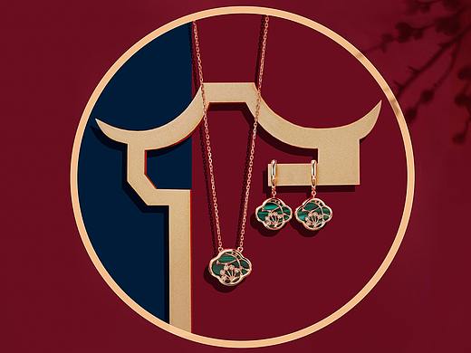 孔雀石珠宝首饰场景图-珠宝创意图拍摄-产品摄影