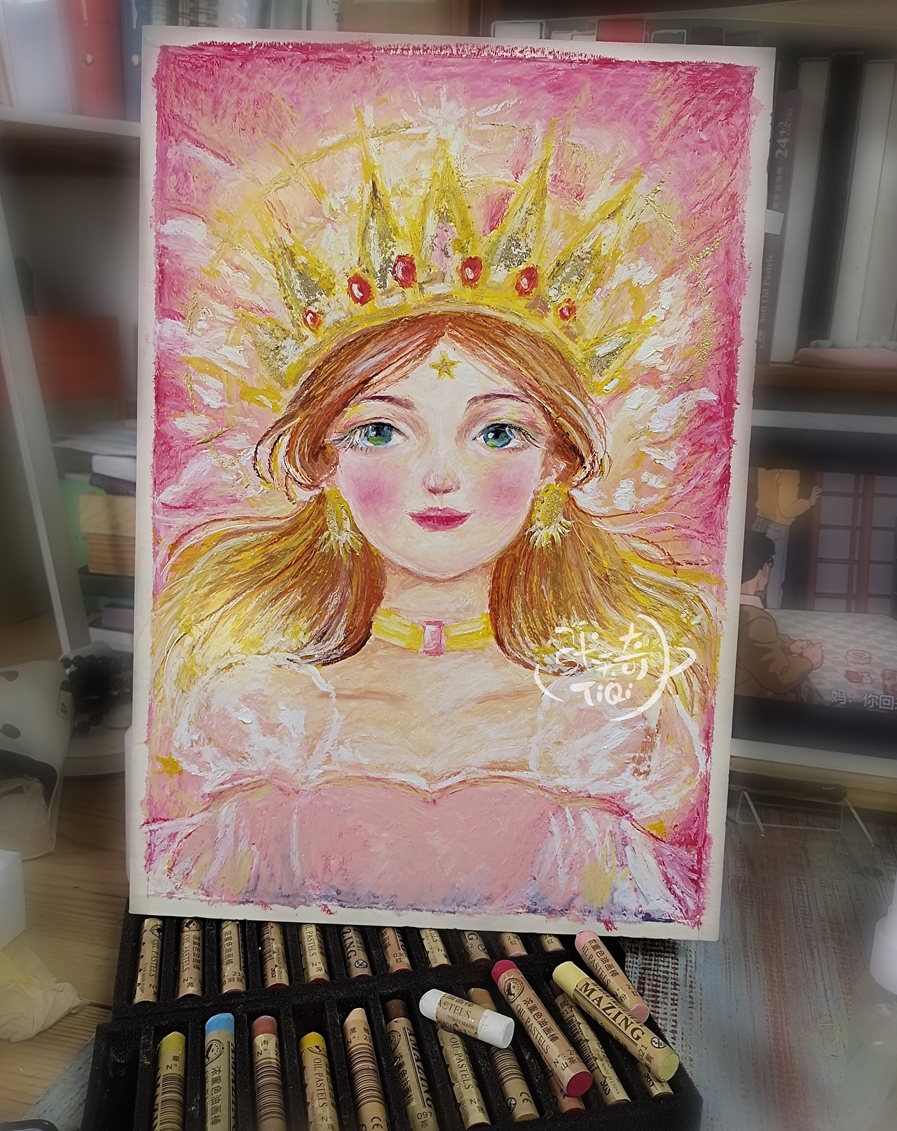 天奇油画棒少女插画——MISS（图ZMjIwNDg3MDE2） - 创作习作 - 站酷设计师张天奇原创素材 - 站酷ZCOOL