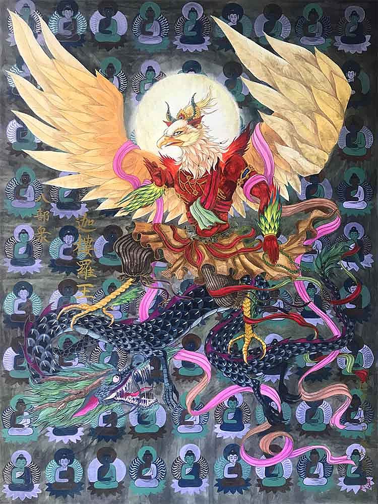 手绘作品   八部众--迦楼罗王