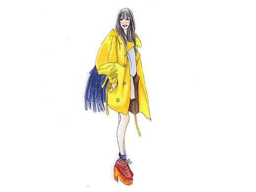 【驴大萌彩铅教程288】街拍黄色风衣 手绘时装画