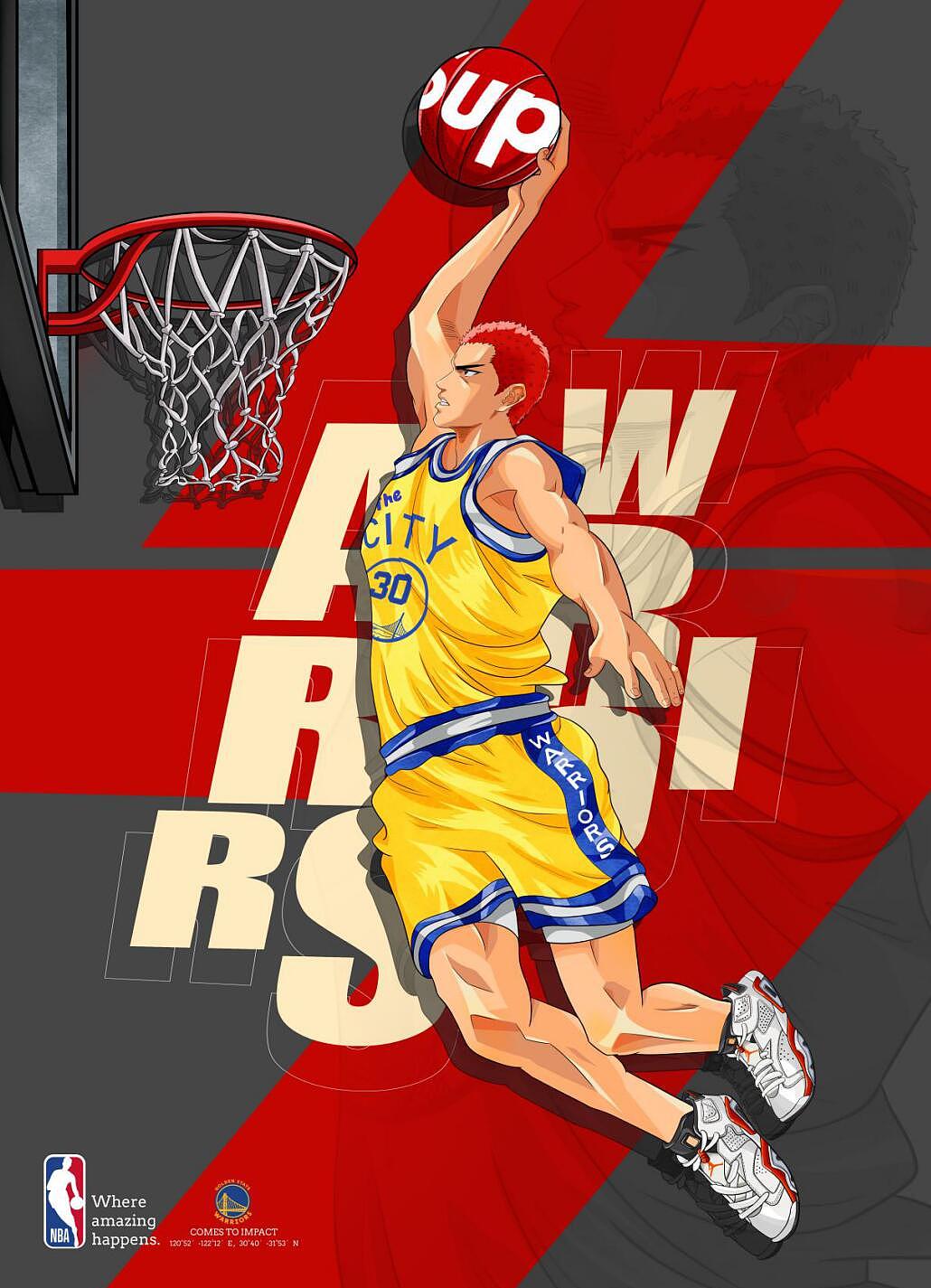 mashup潮流插画——樱木花道灌篮