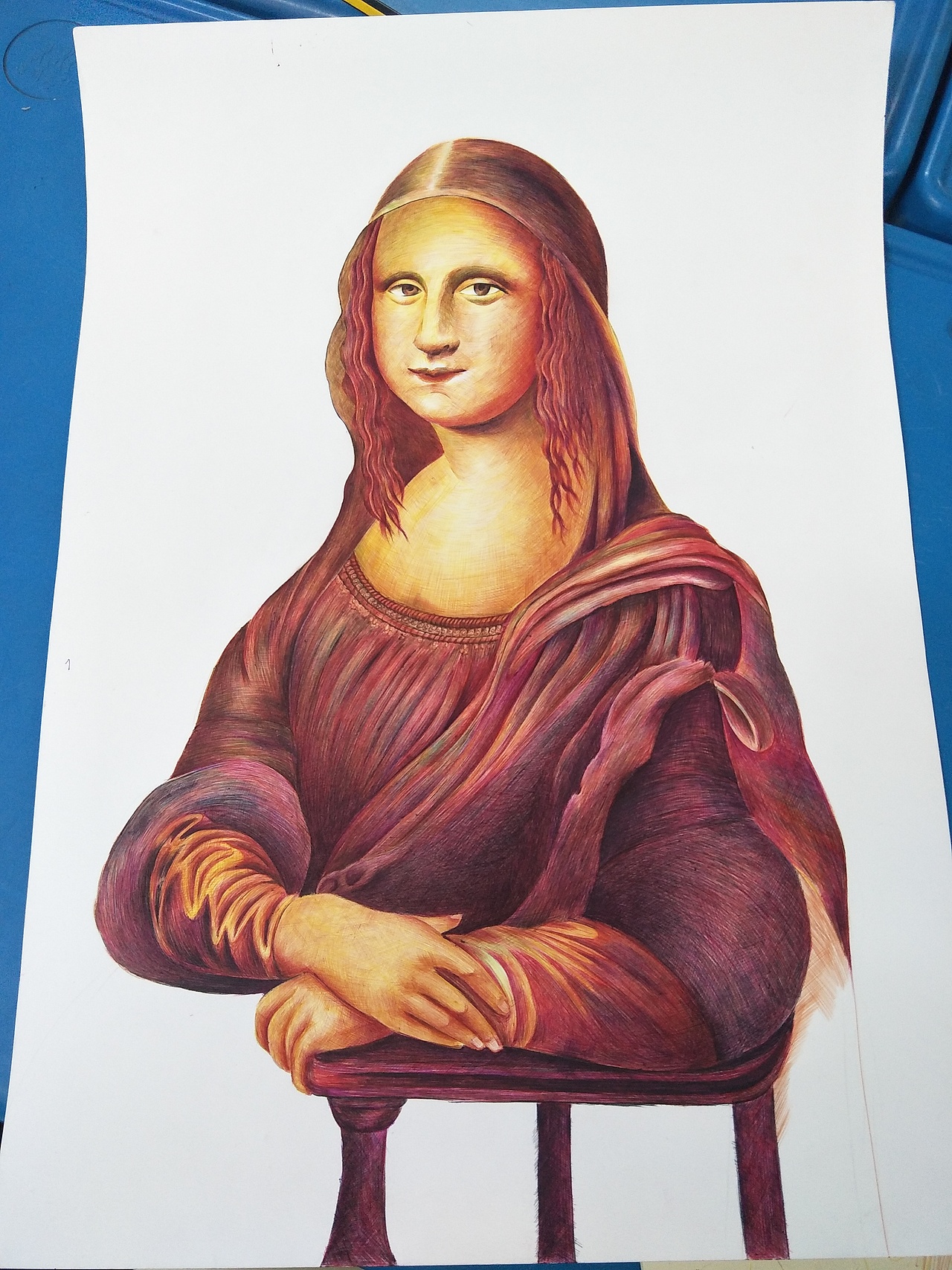 临摹圆珠笔74画蒙娜丽莎