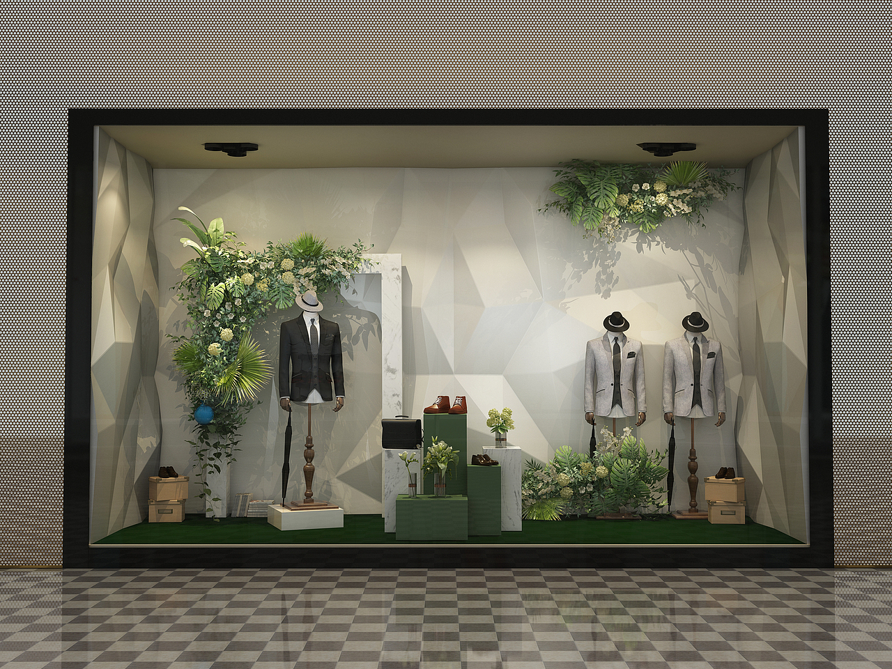 春夏秋冬西装橱窗