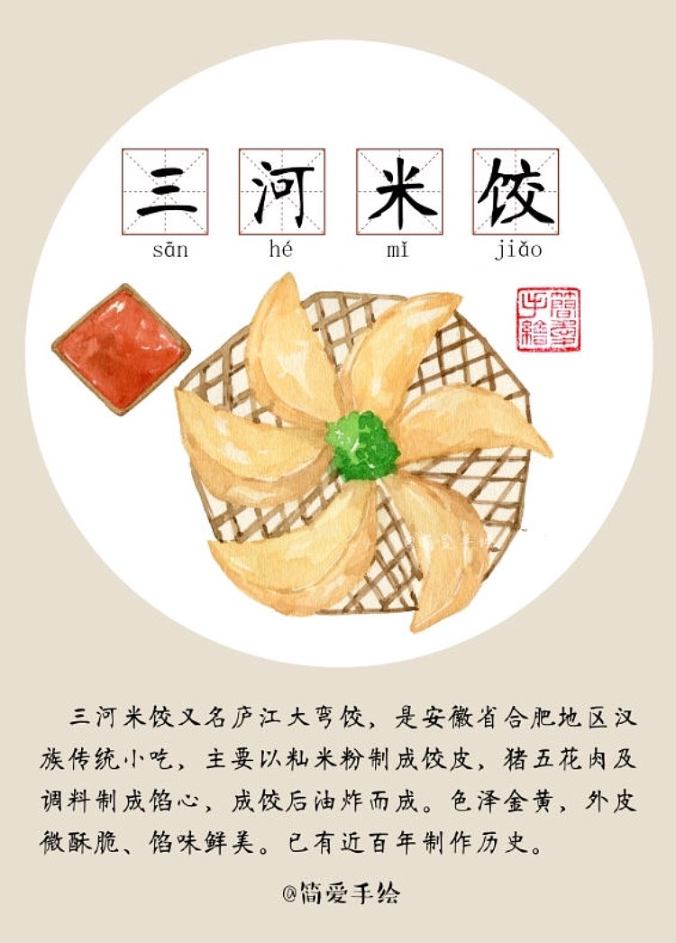 【纸上的美食】行走在合肥,合肥,合肥|插画|商业插画|简爱手绘_原创