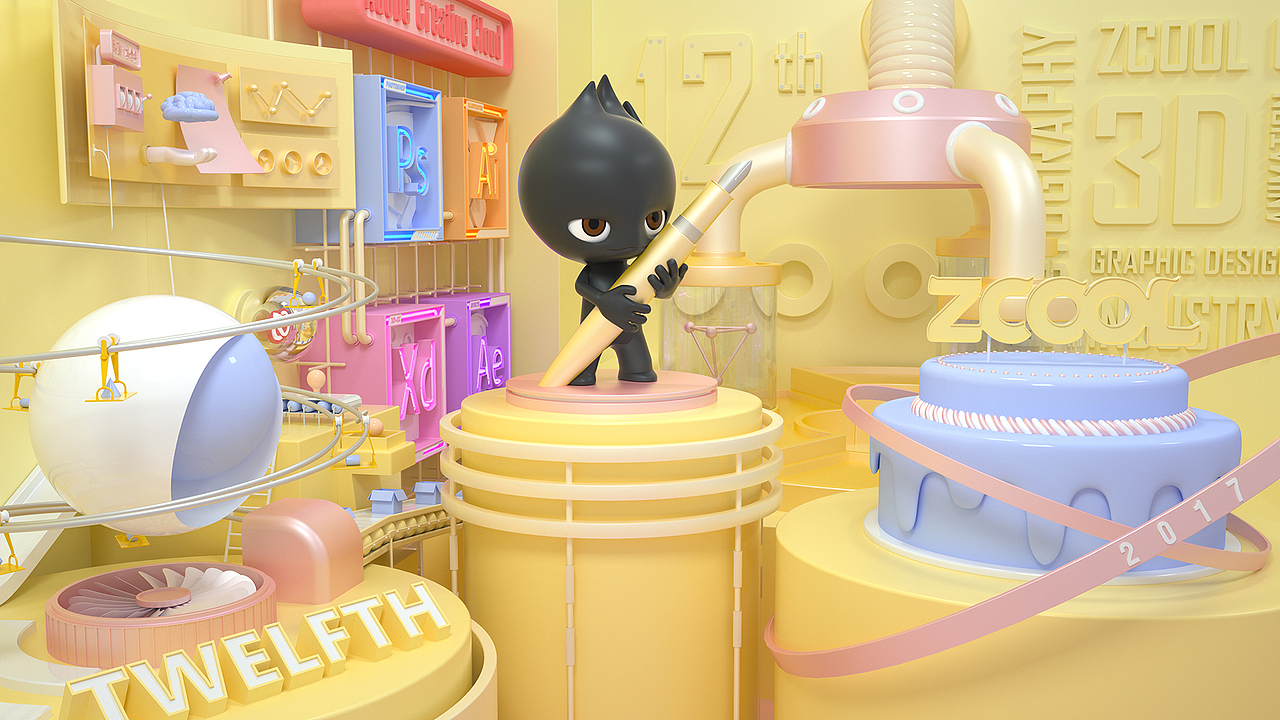 The result of self-study C4D（zcool 12th）（图ZMTI3MjY0ODY0） - 场景 - 站酷设计师ZeeEckes原创素材 - 站酷ZCOOL