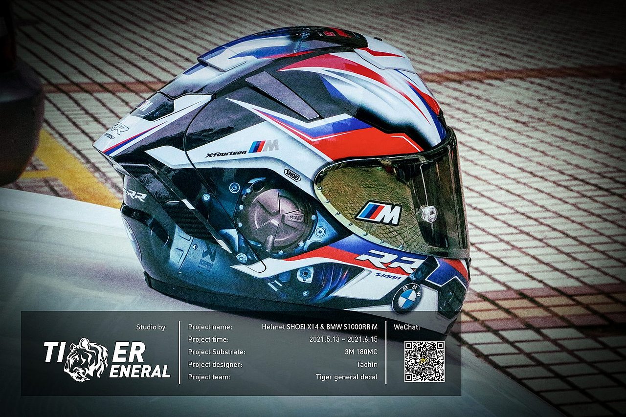 头盔涂装｜SHOEI X14 宝马摩托车机车 S1000RR M 涂装（图ZMjc1OTI5MjY0） - 手办/模玩 - 站酷设计师虎将贴花原创素材 - 站酷ZCOOL
