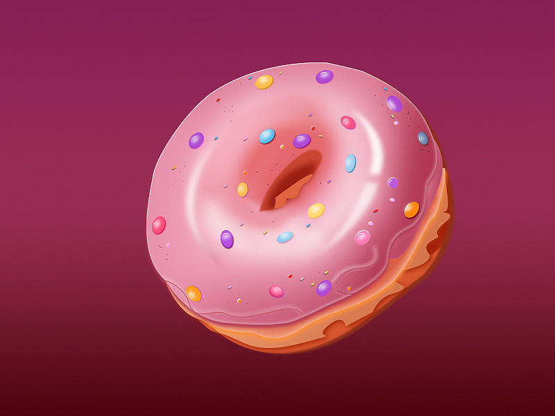 甜甜圈拟物插画