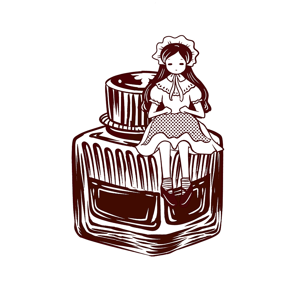 墨水瓶主题黑白插画（图ZMTEzMjI5ODg4） - 商业插画 - 站酷设计师合家欢阿欢原创素材 - 站酷ZCOOL