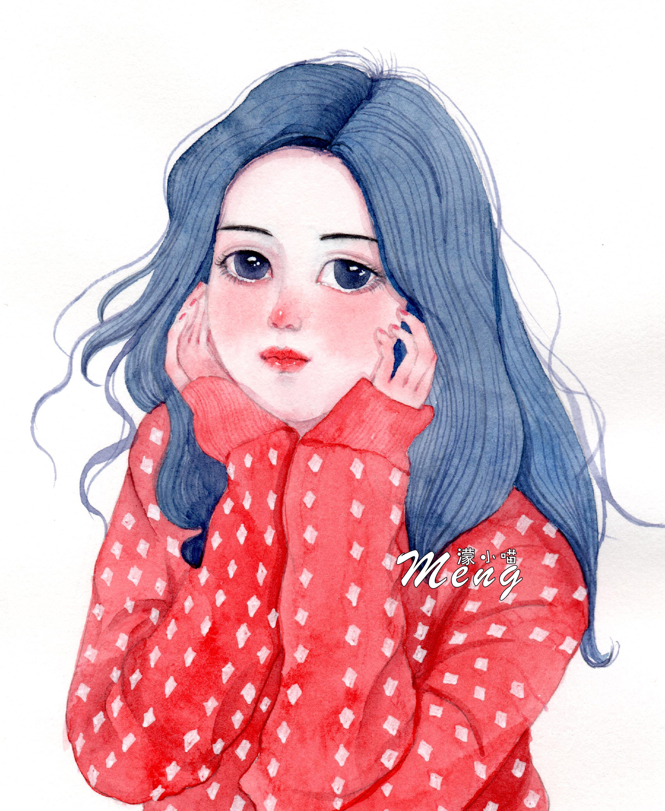 水彩插画――女孩纸们――小清新少女头像