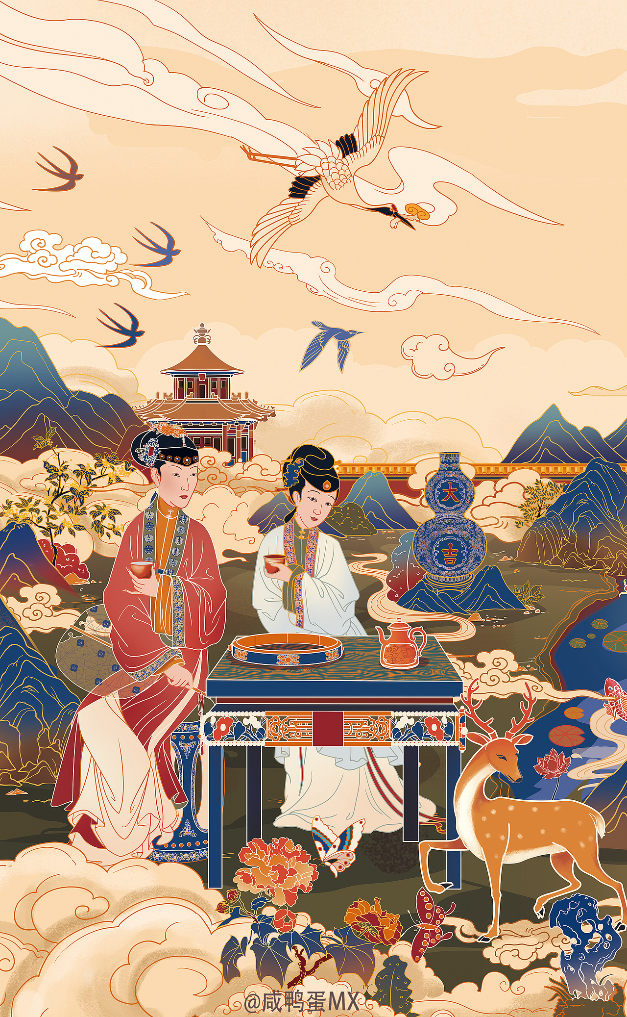 周生生I故宫宫廷文化KV主视觉插画设计