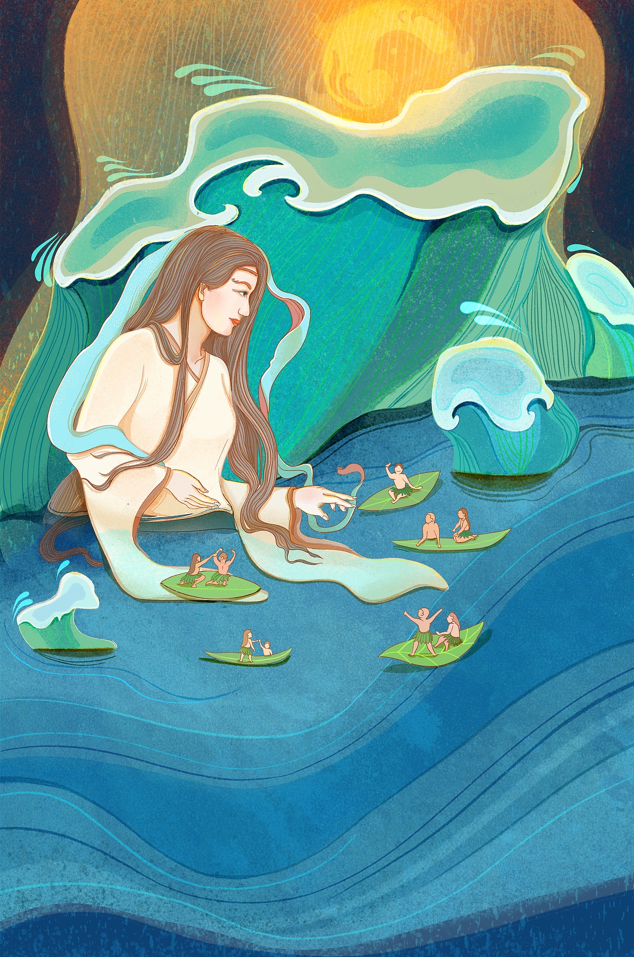 《女娲补天》-儿童绘本|插画|儿童插画|朱朱插画_原创作品-站酷zcool