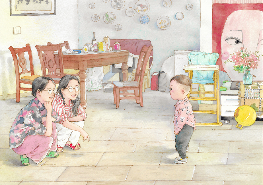 孩子和家庭,宝宝给我带来的幸福和快乐,也是我现在绘画的动力和灵感