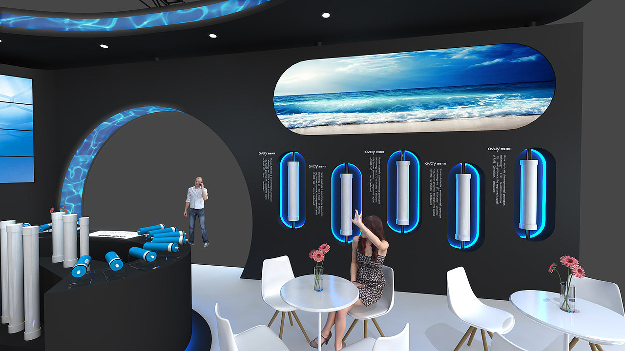 科技展会展位展览3d效果图