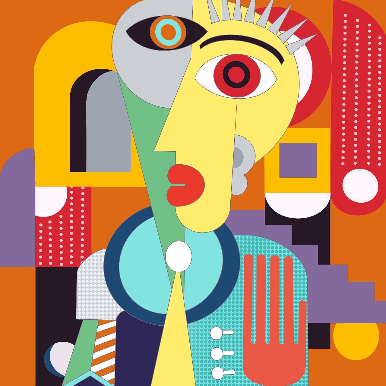 插画系列丨扁平抽象风|插画|创作习作|美好的一天 - 临摹作品 - 站酷