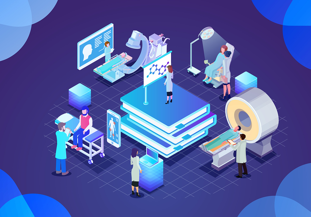 2.5D医疗医院插画