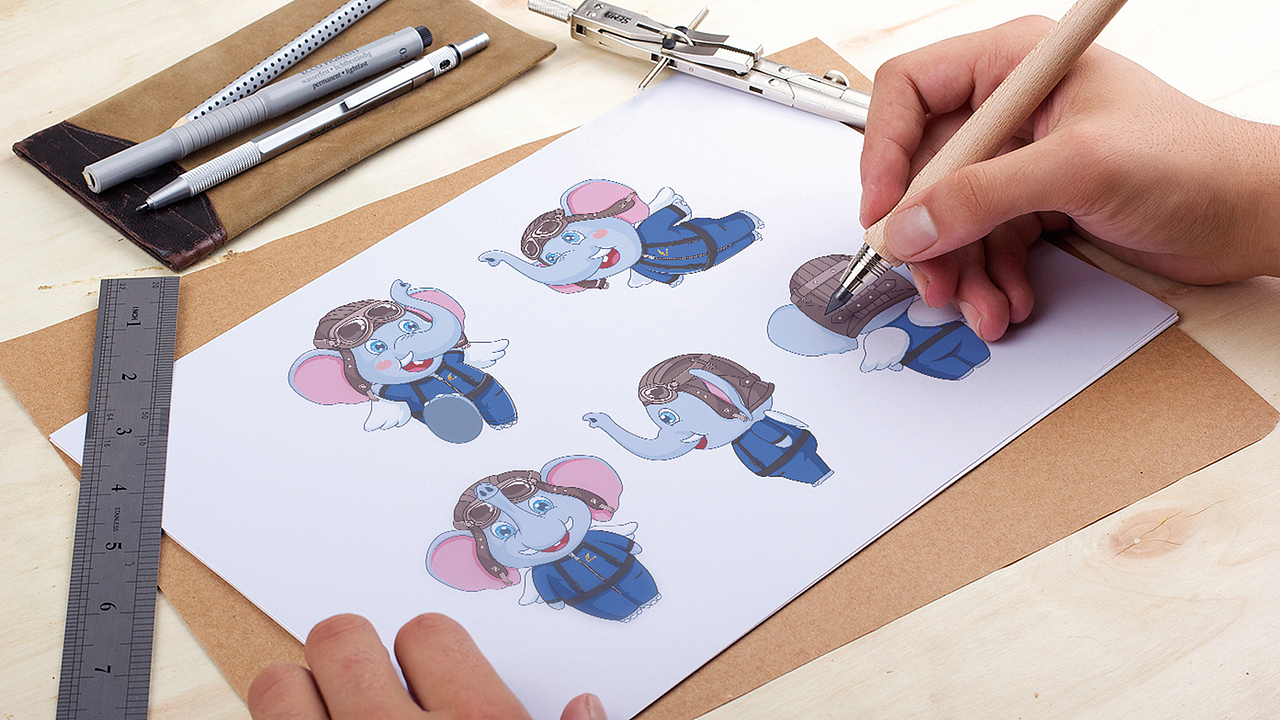 飞行象和喵友圈做的卡通IP形象VI