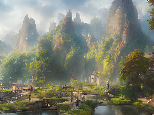 #AI创作实验室#绝世剑客，摄影风，全景，定场镜头，Kr