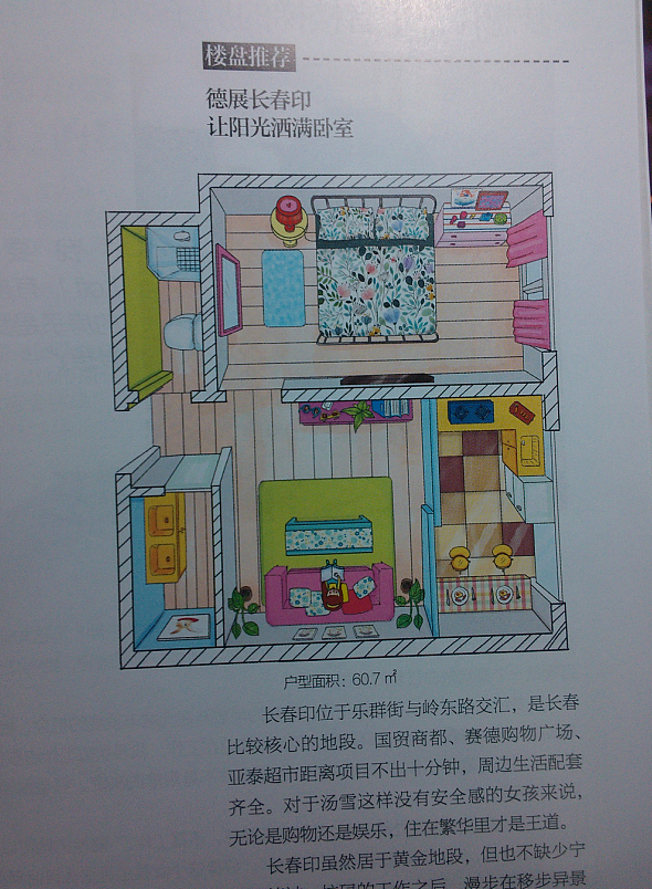 手绘女孩风格户型图房间空间