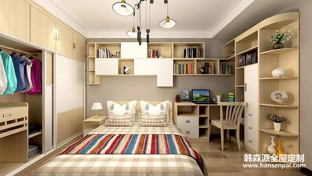 韩森派全屋定制床头柜转角书柜书桌