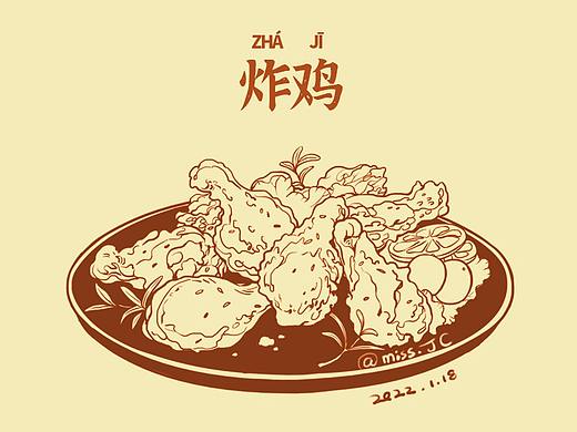 单色线描美食插画写实.胡姬花古法小榨详情页文描配图