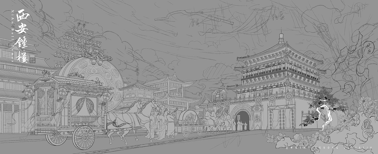 西安钟楼（图ZMjQ2MTg3MzQ4） - 创作习作 - 站酷设计师特浓TN原创素材 - 站酷ZCOOL