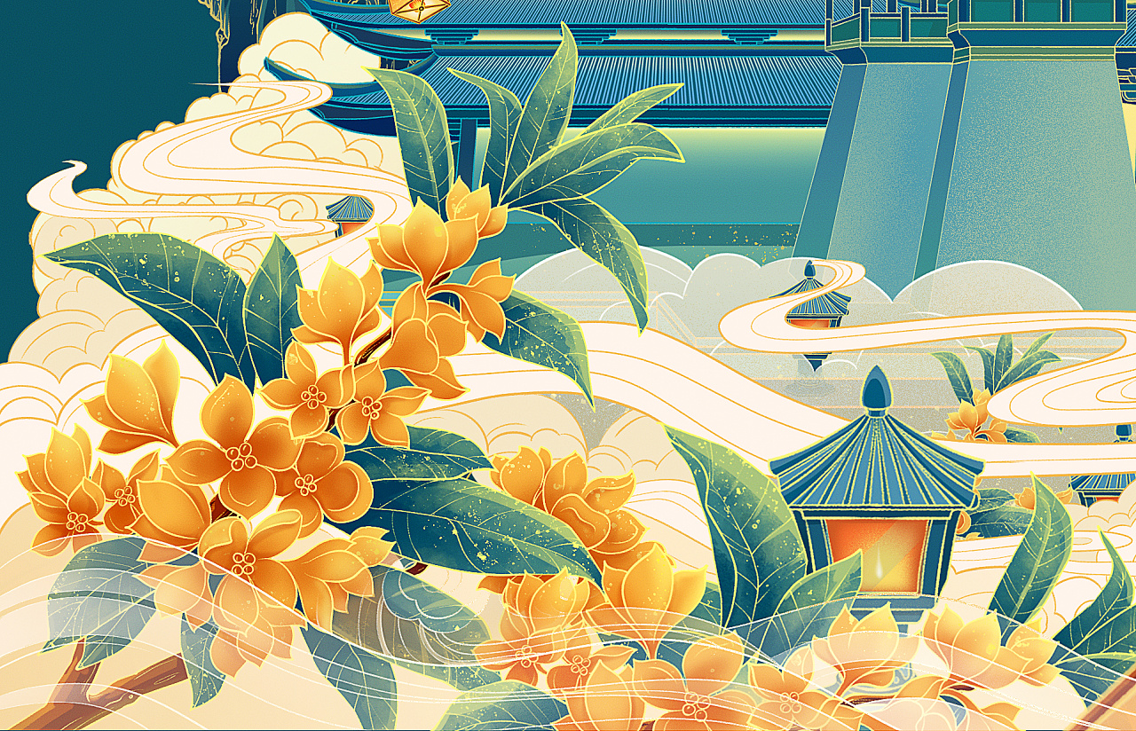 《夜游广寒宫》中秋礼盒包装插画