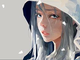 晶格化风格人物插画
