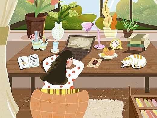 《闲暇生活》系列图.5（个人主页-ZNTQ1MzI5OTY=） - 商业插画 - 站酷设计师飞鸟s原创素材 - 站酷ZCOOL