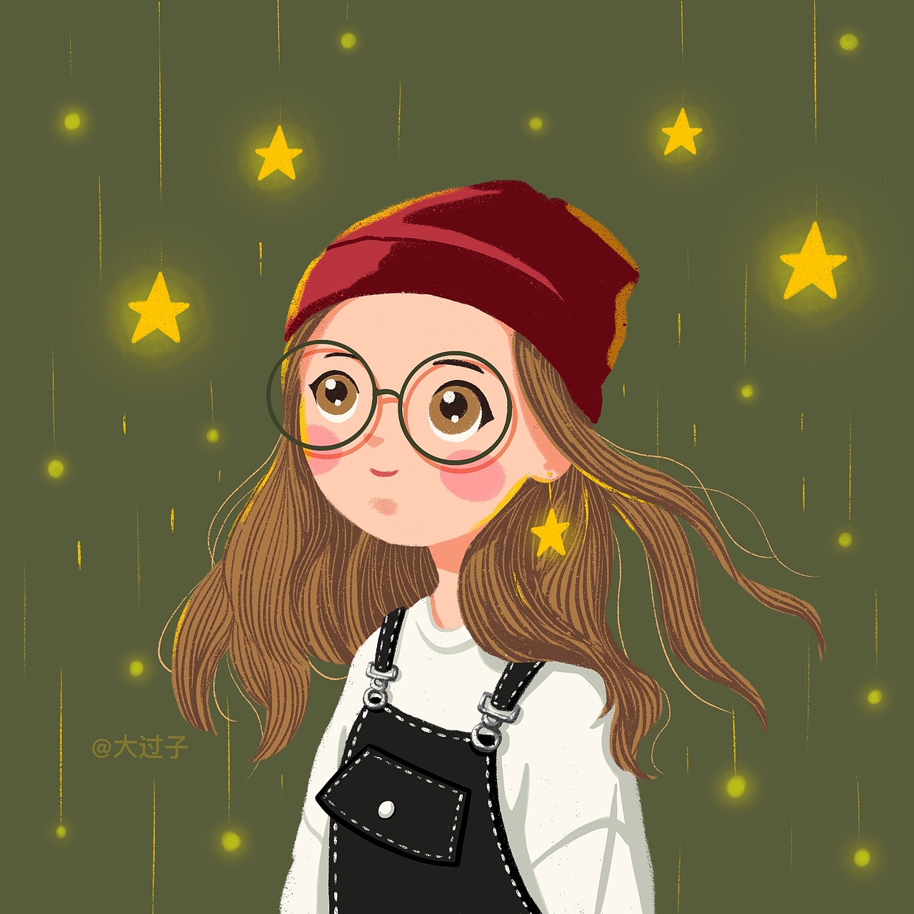 可爱女生头像插画