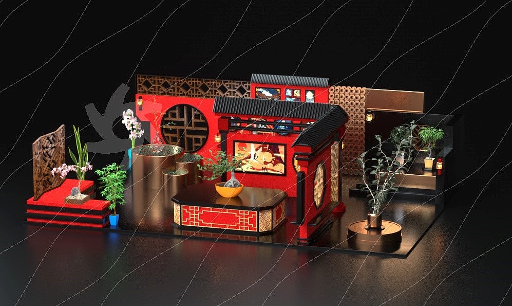 原创作品空间展陈设计中国风喜庆展览小白酷欧国风搭建1z624769533