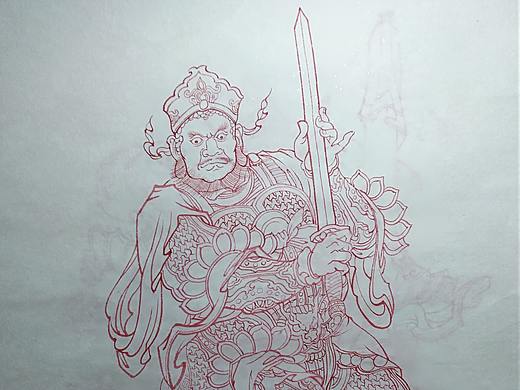 白描敬临四大天王