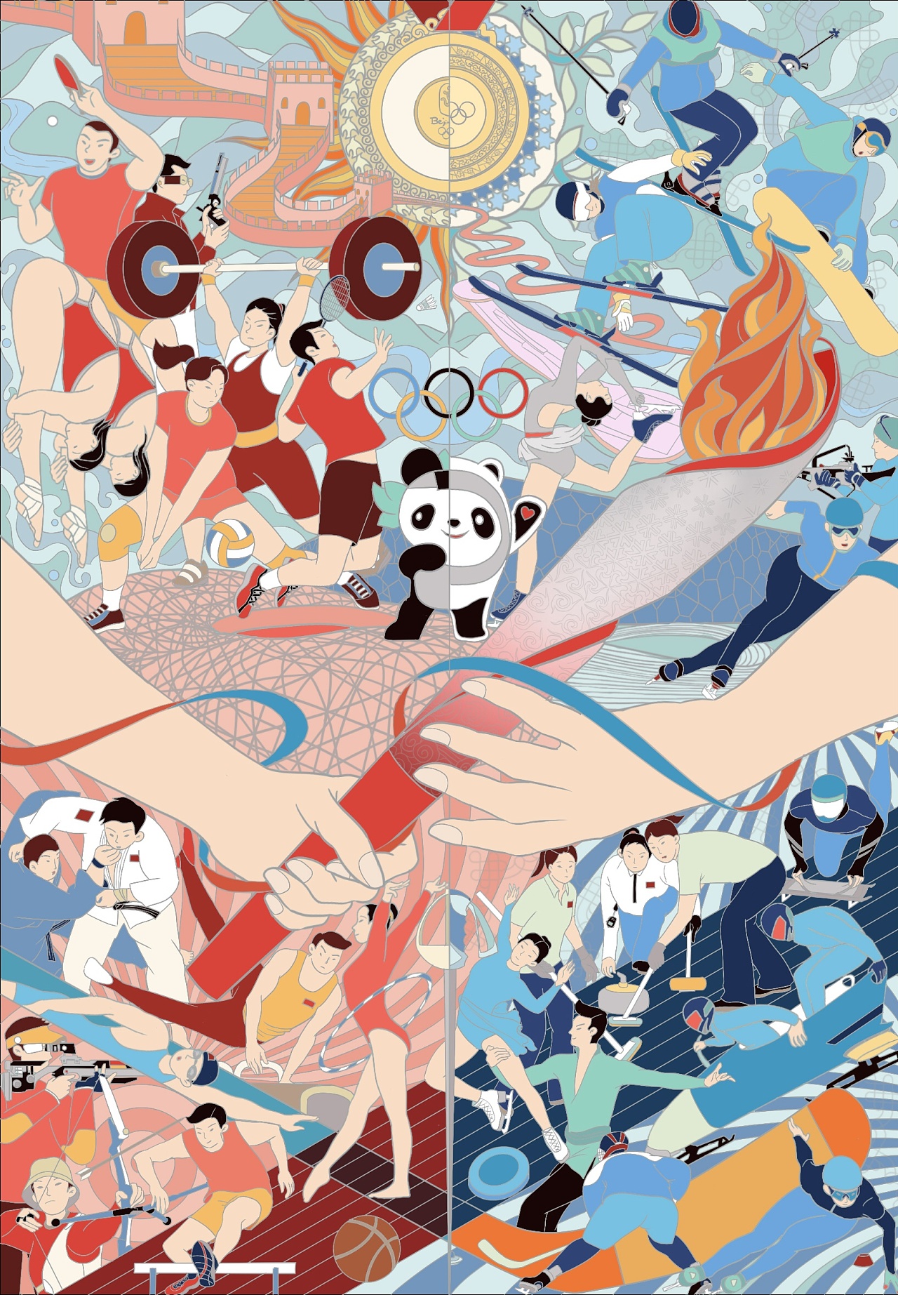 【双奥之城·冰火之梦】奥运主题原创插画|插画|创作习作|昧若 - 原创