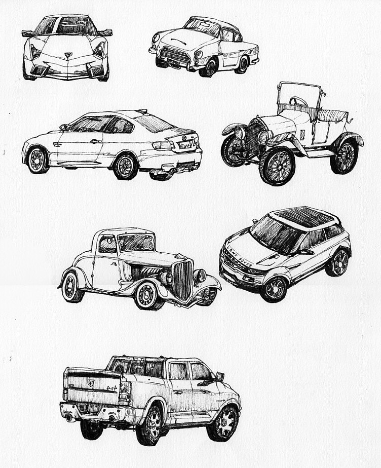 原创作品:水性笔速写车