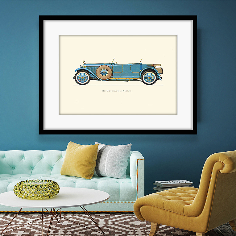 复古汽车挂画安徽咖啡厅酒吧会所装饰画书房装饰挂画