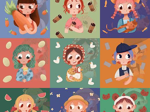 萌系头像九宫格（个人主页-ZNDMwMTg3OTY=） - 新锐潮流插画 - 站酷设计师淡黄炒蛋原创素材 - 站酷ZCOOL