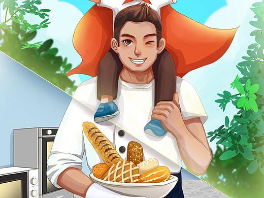 父亲节海报插画