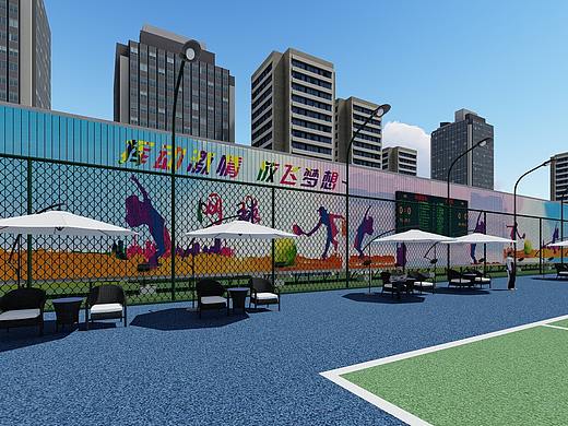 楼顶网球场空间设计 户外广告设计